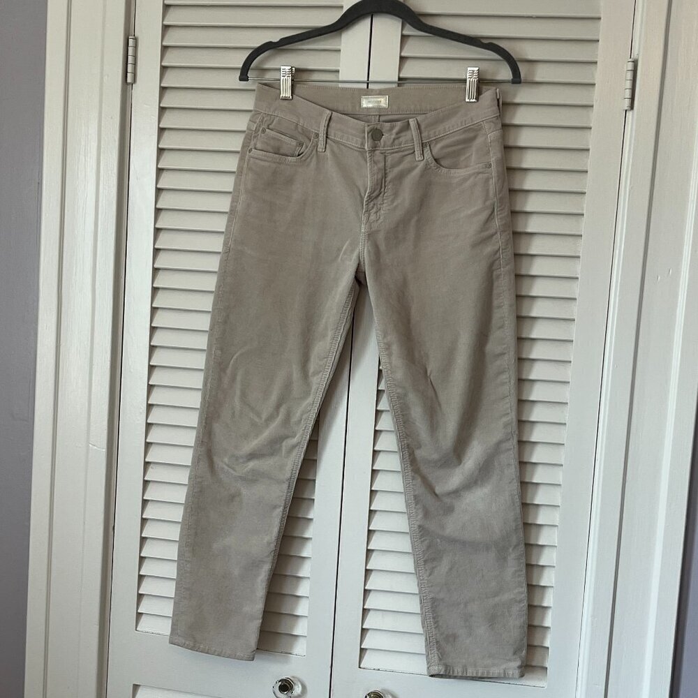 Mother The Dropout Hopscotch Corduroy Pants 25 Women Grey Mist Cropped